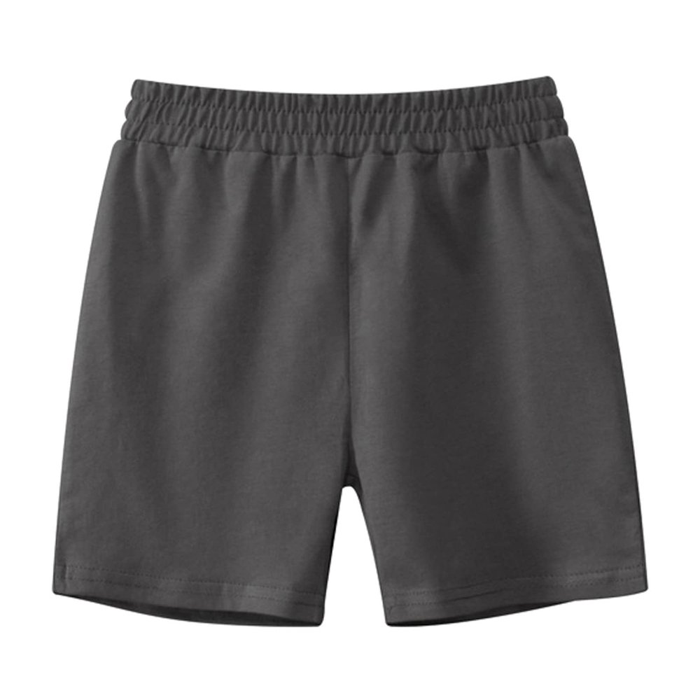 Toddler Boys Soccer Basketball Shorts Pull on Shorts Kids Summer Casual Solid Cotton Shorts Sweat (Dark Gray, 5-6 Years)