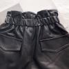High Waisted Wide Leg Black Faux Leather Shorts for Girls and Toddler Button Front Pull on Dressy (Black, 3-4 Years) view 3