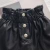 High Waisted Wide Leg Black Faux Leather Shorts for Girls and Toddler Button Front Pull on Dressy (Black, 3-4 Years) view 4