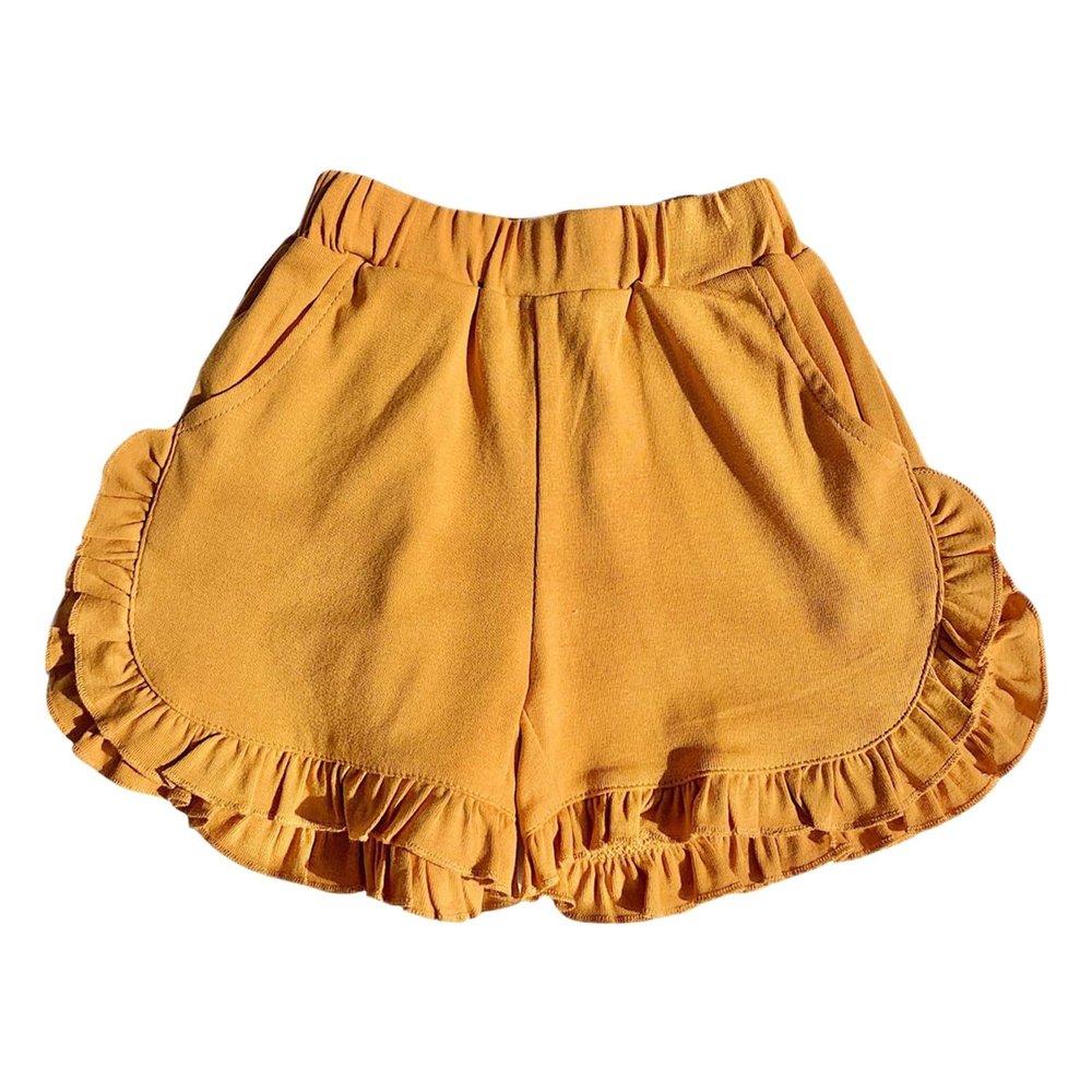 Toddler Girls Ruffles Shorts Pants Kids Baby Workout Fashion Skirt Shorts Beach Shorts Pull on (Yellow, 5-6 Years)