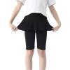 Girls Knee-Length Leggings with Skirt Stretchy Athletic Pants for Kids Ruffle Skirt Casual Dance (Black, 3-4 Years) view 2