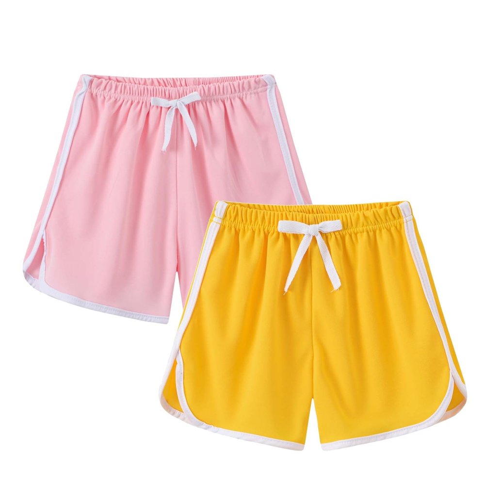 2 Pack Toddler Girls Soccer Basketball Shorts Little Kids Solid Color Athletic Volleyball Sports Shorts (G, 4-5 Years)
