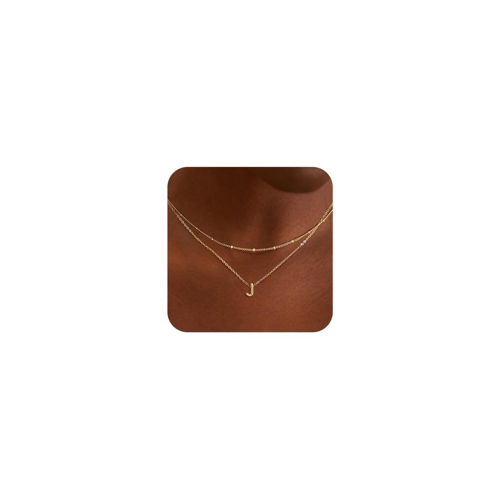LEXODY Gold Initial Necklaces for Women, 14k Gold Plated Round Letter A-Z Pendant Necklace Trendy Capital Monogram Necklace Dainty Name Pendant Necklace for Women Jewelry Gifts