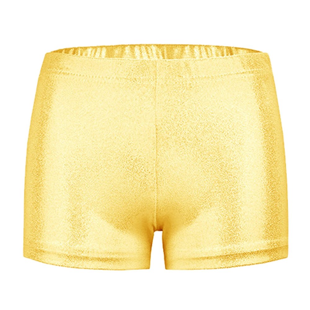 Girls Team Basic High Waist Metallic Dance Short Gym Athletic Sequin Shorts Tumbling Bottoms Quick (Gold, 7-8 Years)