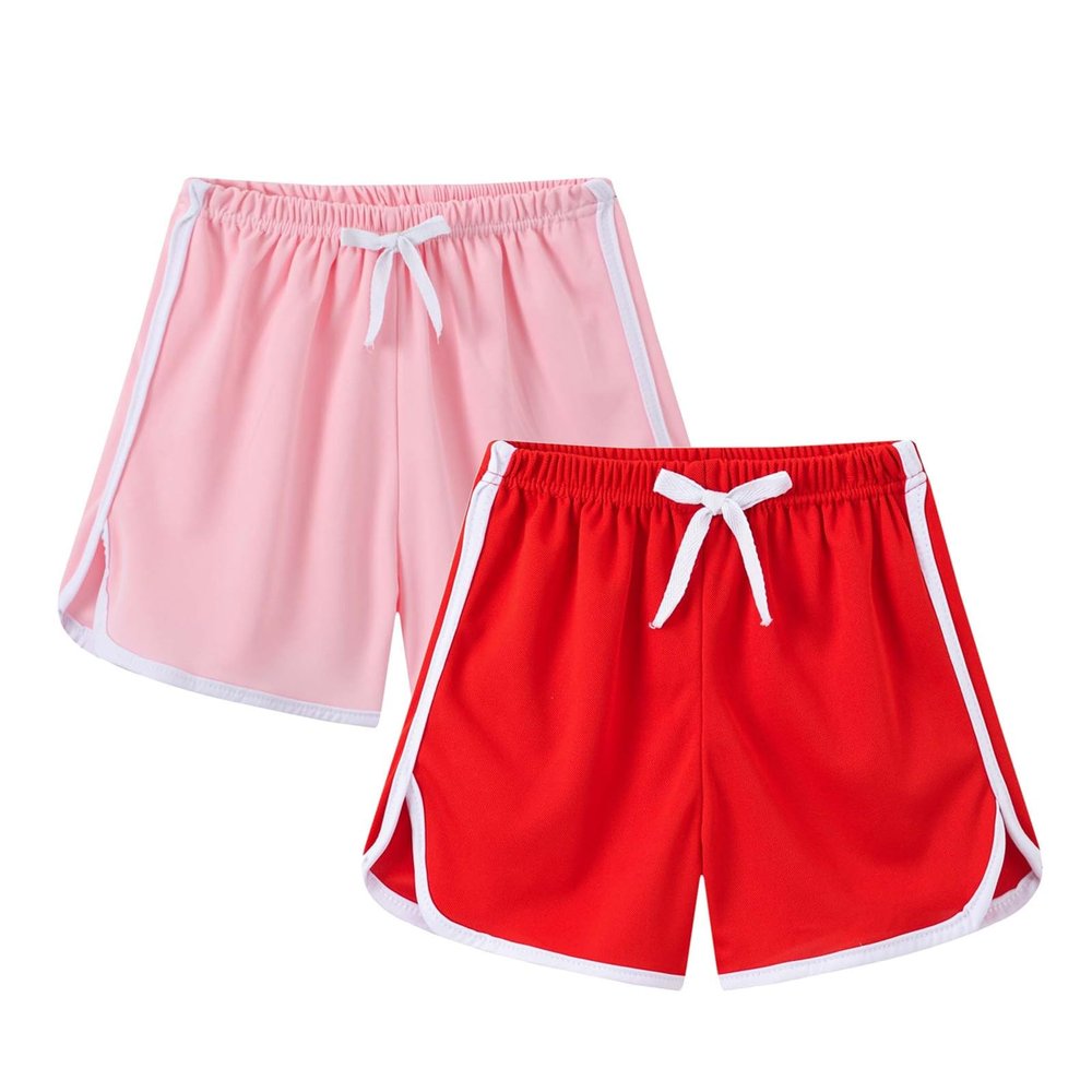 2 Pack Toddler Girls Soccer Basketball Shorts Little Kids Solid Color Athletic Volleyball Sports (F, 18-24 Months)