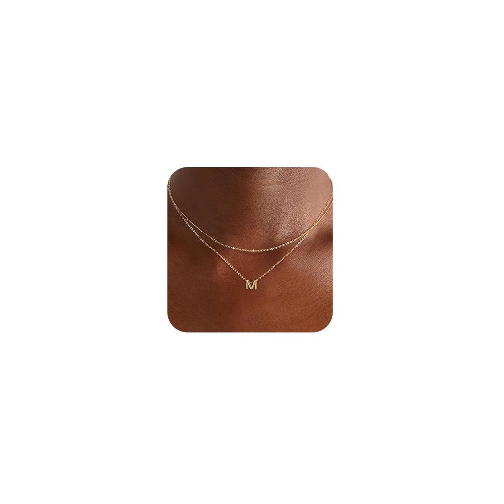 LEXODY Gold Initial Necklaces for Women, 14k Gold Plated Round Letter A-Z Pendant Necklace Trendy Capital Monogram Necklace Dainty Name Pendant Necklace for Women Jewelry Gifts