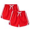 2 Pack Toddler Girls Soccer Basketball Shorts Little Kids Solid Color Athletic Volleyball Sports Shorts (Red, 4-5 Years) view 1