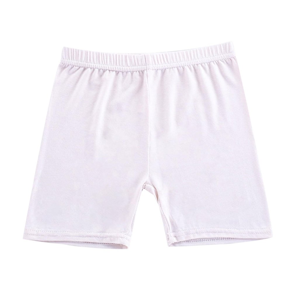 2 Pack Girls Solid Pull-On Bike Shorts Cartwheel Shorts for Toddler Biker Under Dress Dance Kids (Beige, 5-6 Years)