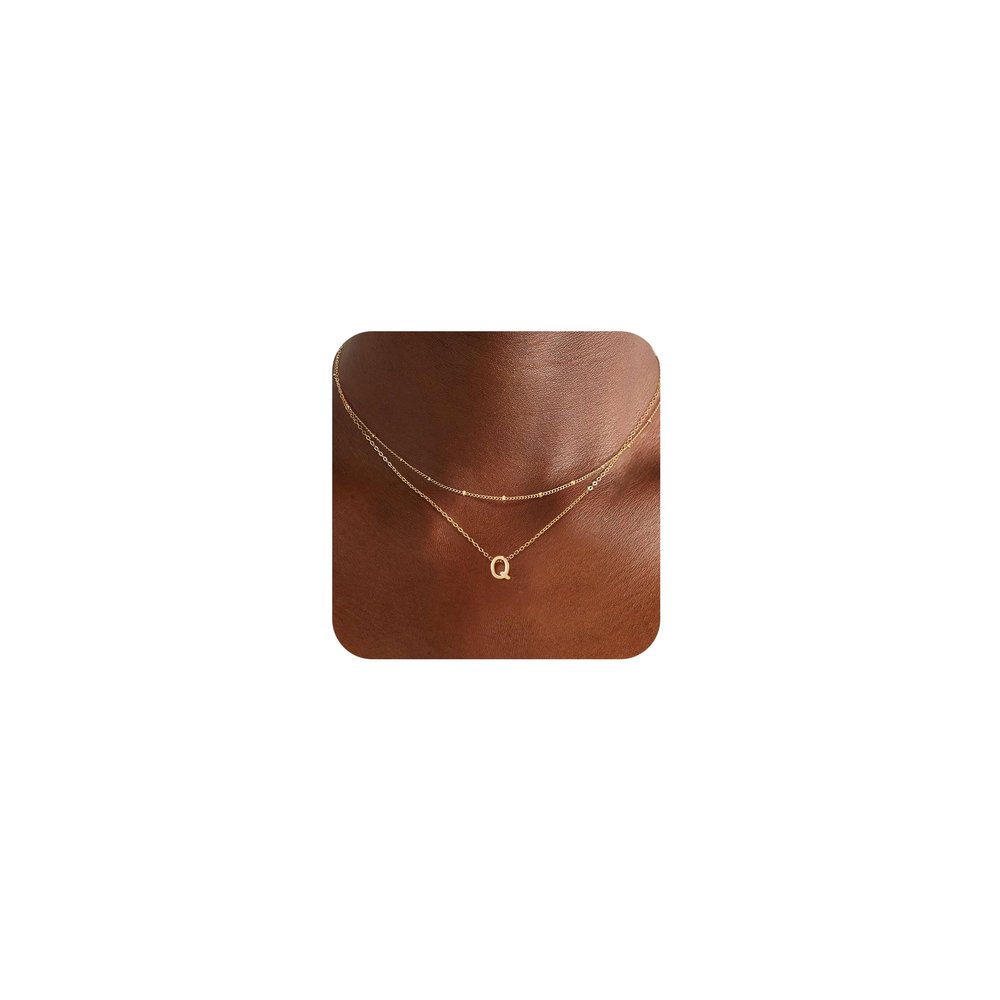 LEXODY Gold Initial Necklaces for Women, 14k Gold Plated Round Letter A-Z Pendant Necklace Trendy Capital Monogram Necklace Dainty Name Pendant Necklace for Women Jewelry Gifts