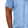 DGHM-JLMY Men's Linen Shirts Solid Color Short Sleeve T-Shirt Casual Button Cotton and Linen Shirt Summer Beach Shirt Blouses (S,Baby Blue) view 2