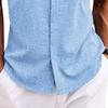 DGHM-JLMY Men's Linen Shirts Solid Color Short Sleeve T-Shirt Casual Button Cotton and Linen Shirt Summer Beach Shirt Blouses (S,Baby Blue) view 4