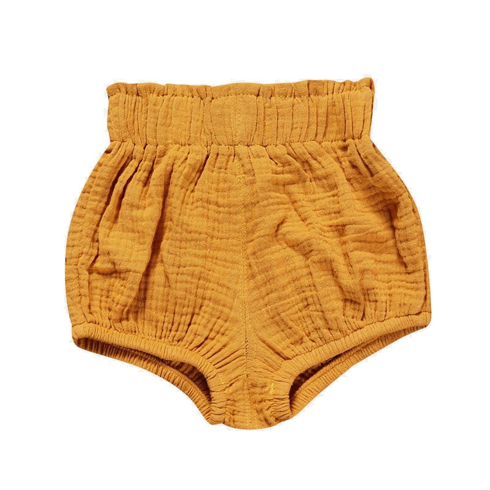 Newborn Toddler Baby Girls Boy Kids Cotton Linen Bloomer Basic Shorts Reusable iaper Cover Cute (Yellow, 9-12 Months)