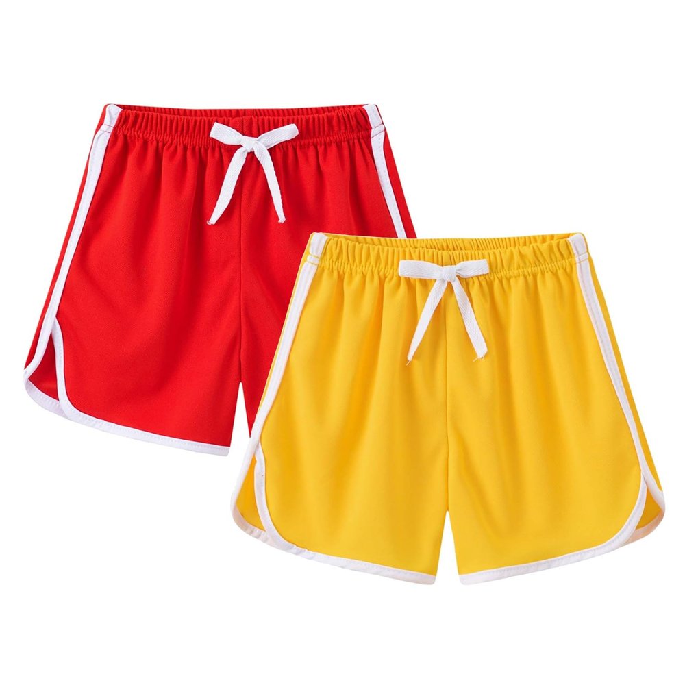 2 Pack Toddler Girls Soccer Basketball Shorts Little Kids Solid Color Athletic Volleyball Sports Shorts (J, 5-6 Years)