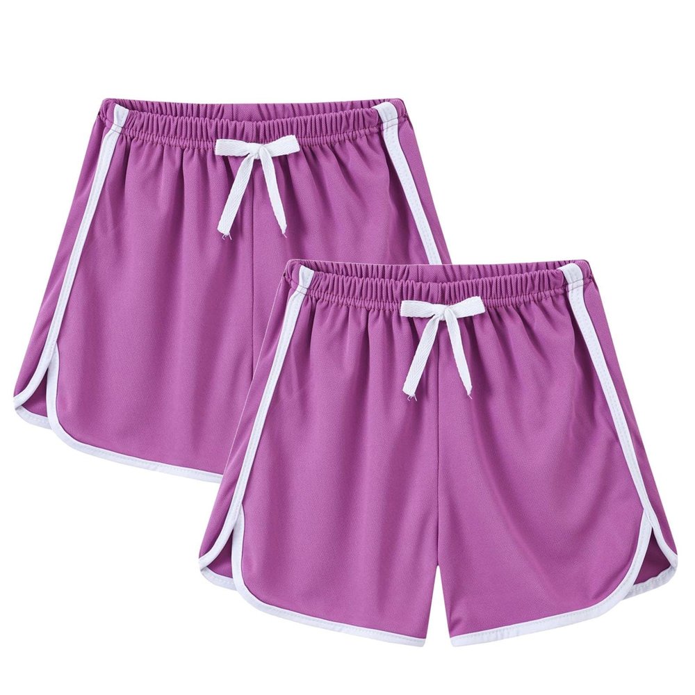 2 Pack Toddler Girls Soccer Basketball Shorts Little Kids Solid Color Athletic Volleyball Sports (Purple, 18-24 Months)