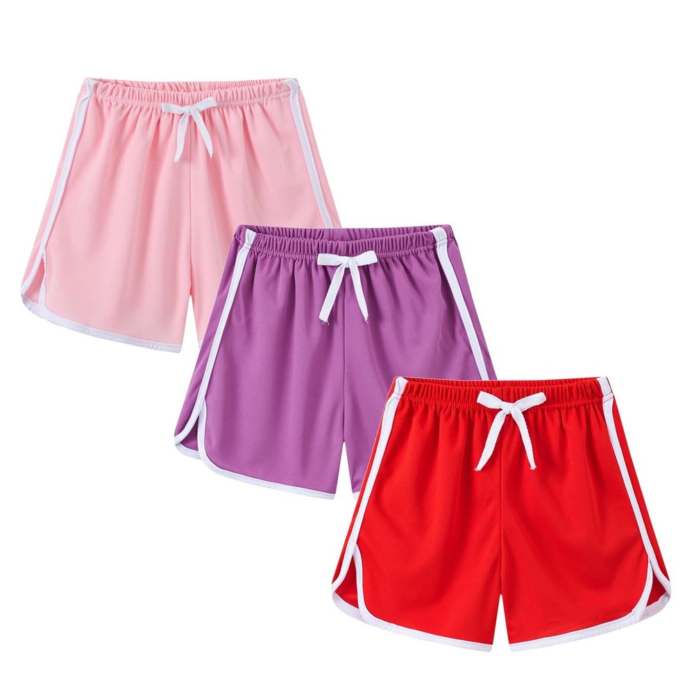 3PC Toddler Girls Basketball Shorts Soccer Shorts Baby Boys Shorts for Gym Running Sports Athletic (H, 3-4 Years)