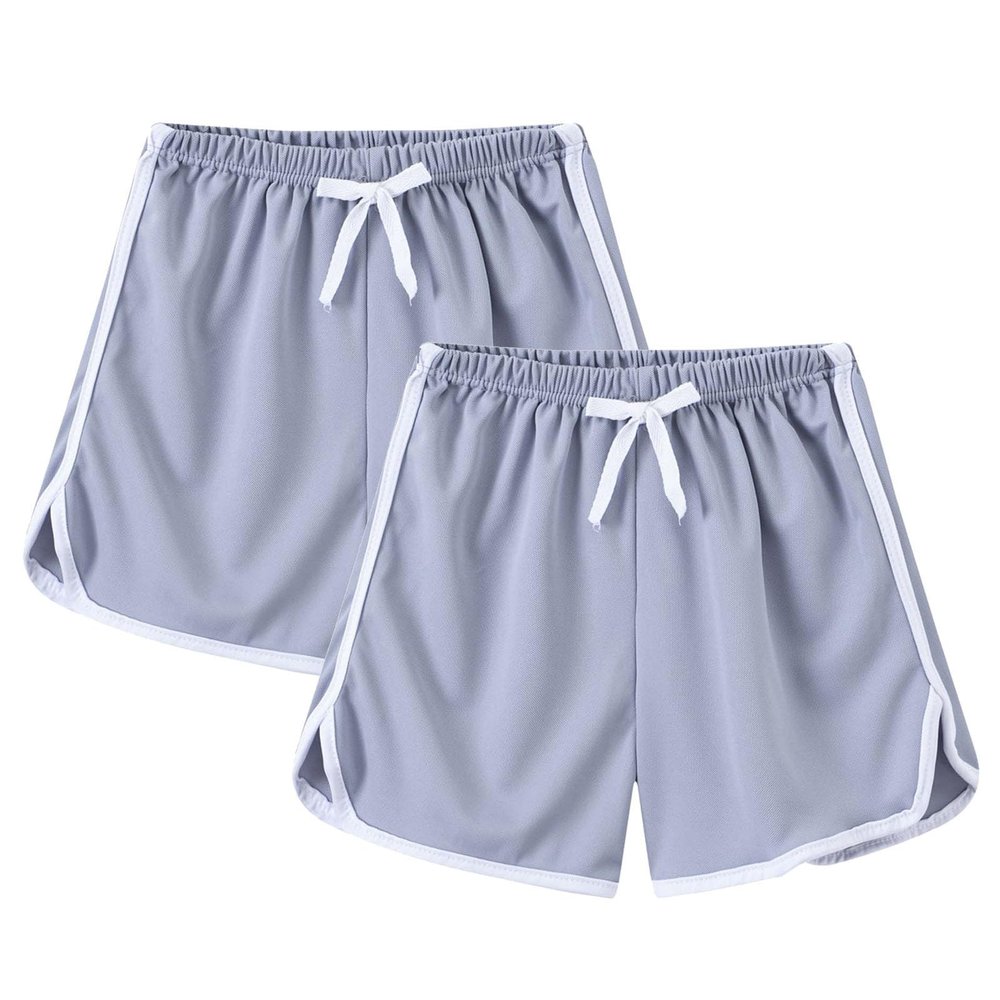 2 Pack Toddler Girls Soccer Basketball Shorts Little Kids Solid Color Athletic Volleyball Sports (Grey, 3-4 Years)