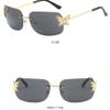 WNCKSQ Sunglasses Women Rimless Sun Glasses Butterfly Rectangle Eyeglasses Sun Glasses UV400,gold black,S view 2