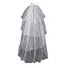 BLULILY Bride Veil Beaded Pearl Bowknot Veil Head Covering Wedding Hair Sheer White Wedding Veil Headscarf Mantilla Veil view 1