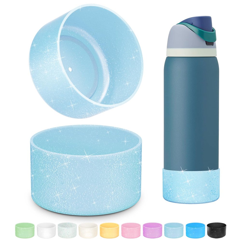 Beonsky 2 PCS Glitter Silicone Boot for Owala Water Bottle 40 oz, Anti-Slip Protective Sleeve for FreeSip/Twist/Flip Stainless Steel Water Bottles Accessories