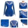 ODASOD Women Figure Ice Skating Dress Teens Girl Rhinestone Embroidery Mesh Long Sleeve Figure Skating Dress Dance Leotard for Gymnastic Competition Practice Stage Performance Dancewear Royal Blue XL view 4