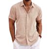 2 Pack Mens Linen Shirts Textured Button Down Shirt Hawaiian Beach Short Sleeve Casual Tshirts Work Clothes Tops (L,Khaki+Pink 2) view 2