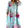 Akivide Women's Summer Boho Floral Print Button Down Shirt Dress with Pocket Casual Colorful Graphic Long Sleeve Maxi Dresses view 1