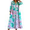 Akivide Women's Summer Boho Floral Print Button Down Shirt Dress with Pocket Casual Colorful Graphic Long Sleeve Maxi Dresses view 1