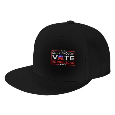 Joisbs Seen Enough Vote Republican Classic Unisex Sun Hat with Flat Brim - Adjustable and Stylish for Outdoor Adventures! Black