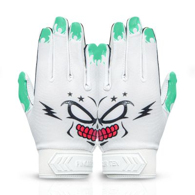 FINGER TEN Football Receiver Gloves Youth Receiving Gloves Pro 3.0 Durable Breathable Flexible for Kids Boys Girls in White Red Black Blue Small Large Medium X-Large (White-Green, Medium)
