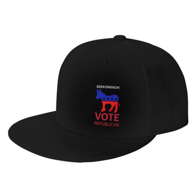 Joisbs Seen Enough Vote Republican Classic Unisex Sun Hat with Flat Brim - Adjustable and Stylish for Outdoor Adventures! Black