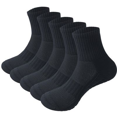 MAGIARTE Mens & Womens Athletic Cotton Mini Crew Socks Thick Cushioned Anti Blister Moisture Wicking Breathable Running Cycling Hiking Sports Socks for Men & Women 5 Pairs (#02XL Black)