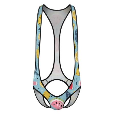 BedBliss 2024New, Men's Singlet Bodysuit, Rainbow Pride Hot Men's Jumpsuit Flirting Leotard, Men's Wrestling Bodysuit.Watermelon