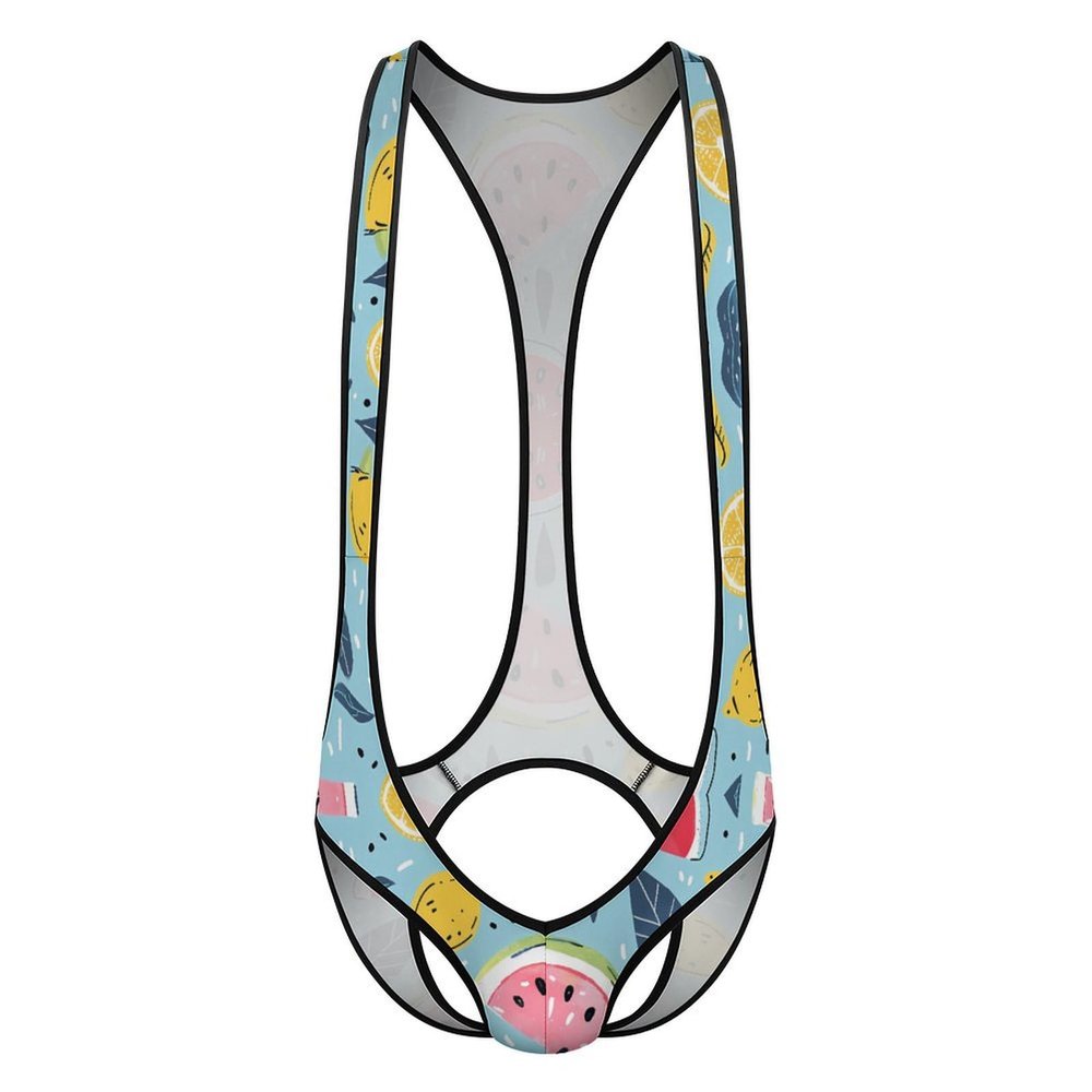 BedBliss 2024New, Men's Singlet Bodysuit, Rainbow Pride Hot Men's Jumpsuit Flirting Leotard, Men's Wrestling Bodysuit.Watermelon