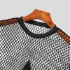 Men T Shirt Mesh Patchwork Transparent O-Neck Long Sleeve Tee Tops Streetwear Party Camisetas 1-L view 3