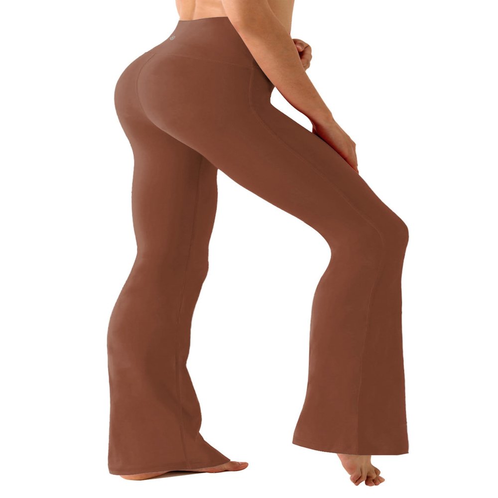 BUBBLELIME 29"/31"/33"/35"/37" 4 Styles Women's High Waist Bootcut Yoga Pants - Basic Nylon_Dark_Coffee XXL-29 Inseam