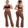 BUBBLELIME 29"/31"/33"/35"/37" 4 Styles Women's High Waist Bootcut Yoga Pants - Basic Nylon_Dark_Coffee XXL-29 Inseam view 2