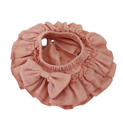 Newborn Infant Bloomer Skirt Baby Girls Soft Cotton Ruffle Mini Skirt Shorts with Bow (Watermelon Red, 6-12 Months)
