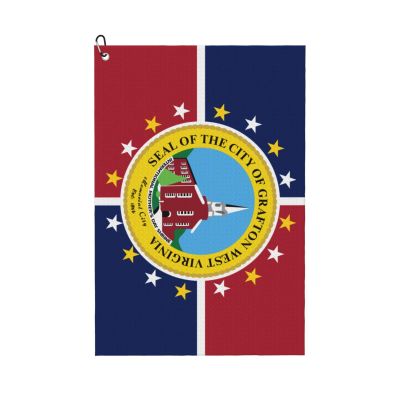 SIYTUAU Flag of Grafton, West Virginia Golf Towel 16 x 24 Inch Golf Towels for Golf Bags with Carabiner Clip Polyester Golf Towel Golf Accessories for Men Women