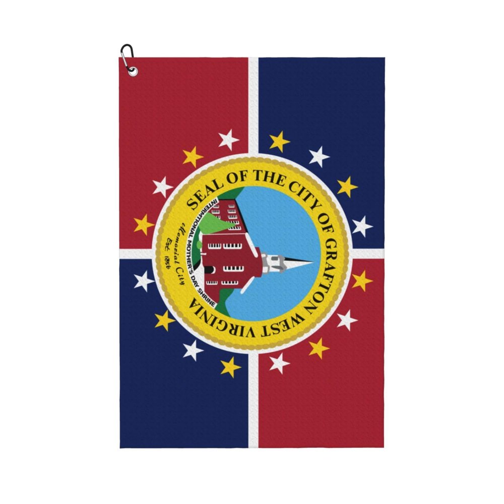 SIYTUAU Flag of Grafton, West Virginia Golf Towel 16 x 24 Inch Golf Towels for Golf Bags with Carabiner Clip Polyester Golf Towel Golf Accessories for Men Women