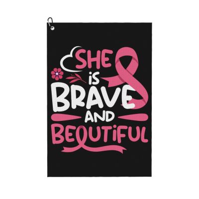 SIYTUAU Breast Cancer Awareness Month USA Flag Golf Towel 16 x 24 Inch Golf Towels for Golf Bags with Carabiner Clip Polyester Golf Towel Golf Accessories for Men Women