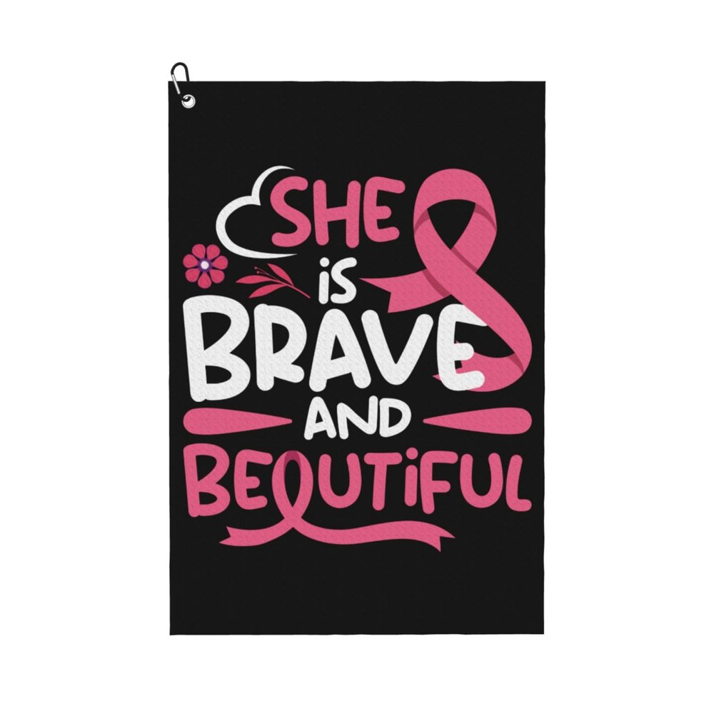 SIYTUAU Breast Cancer Awareness Month USA Flag Golf Towel 16 x 24 Inch Golf Towels for Golf Bags with Carabiner Clip Polyester Golf Towel Golf Accessories for Men Women