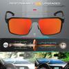 ATTCL Polarized Sunglasses Men Driving: Lightweight Metal Frame Fiber Temples UV400 Protection Stylish Hexagonal Sun glasses 8799 Black Red view 4