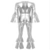 Kaerm Womens Shiny Metallic 70s Disco Dance Costume One Piece Vintage Hippie Performance Unitard Silver Small view 4