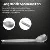 Horoper Titanium Cutlery Set Camping,Long Handle Metal Cutlery,Lightweight Long Handled Titanium Fork Spoon Metal Cutlery Set for Outdoor Camping (long handle spoon and fork) view 3