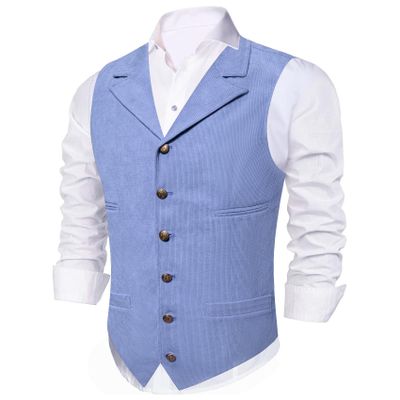 Barry.Wang Men's Corduroy Vest V-Neck Vintage Western Cowboy Waistcoat Sleeveless Jacket Slim Fit Casual Business Vests