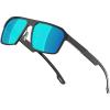 ATTCL Polarized Sunglasses Men Driving: Lightweight Metal Frame Fiber Temples UV400 Protection Stylish Hexagonal Sun glasses 8799 Black Blue view 1