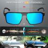 ATTCL Polarized Sunglasses Men Driving: Lightweight Metal Frame Fiber Temples UV400 Protection Stylish Hexagonal Sun glasses 8799 Black Blue view 4