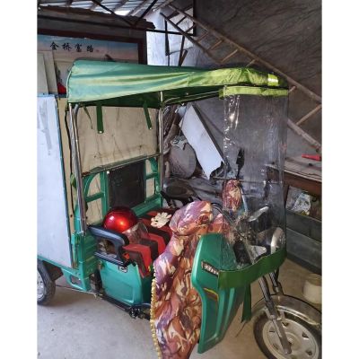 CHZDPP Adult Tricycle Frame Canopy for Rain Sun Snow Proof, Sanbengzi Cover with Ripstop Fabric, Electric Tricycle Protective Cover with Reflective Strips(Green,51.2ch/130cm Wide)