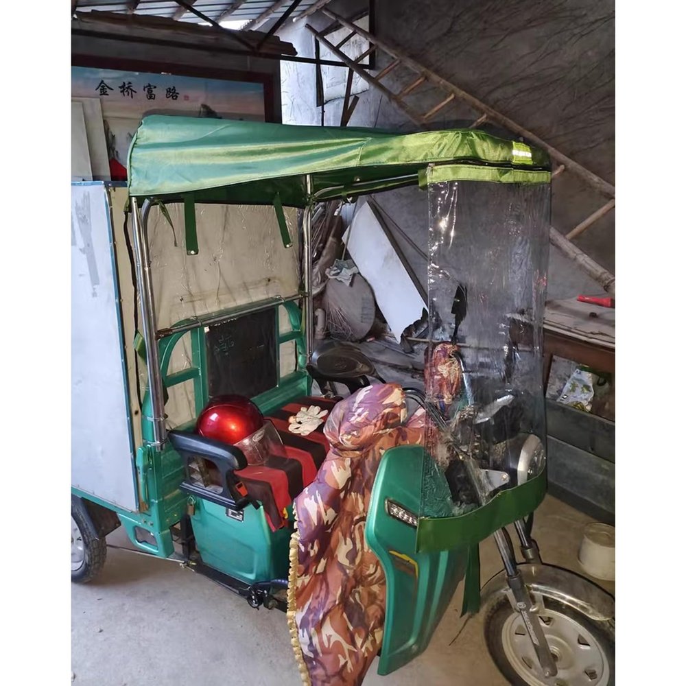 CHZDPP Adult Tricycle Frame Canopy for Rain Sun Snow Proof, Sanbengzi Cover with Ripstop Fabric, Electric Tricycle Protective Cover with Reflective Strips(Green,51.2ch/130cm Wide)