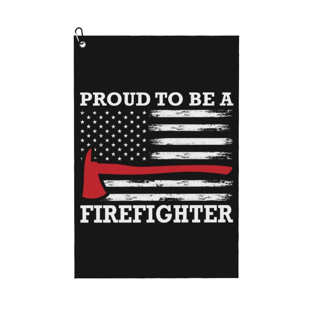 SIYTUAU Proud to Be A Firefighter USA Flag Golf Towel 16 x 24 Inch Golf Towels for Golf Bags with Carabiner Clip Polyester Golf Towel Golf Accessories for Men Women